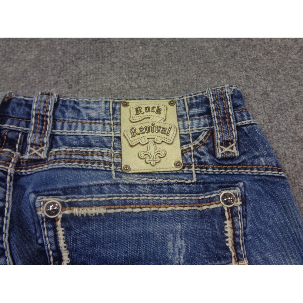 Rock Revival Jeans Mens 38 Blue Prater Straight Leg Embellished Y2K Distressed - Picture 9 of 15